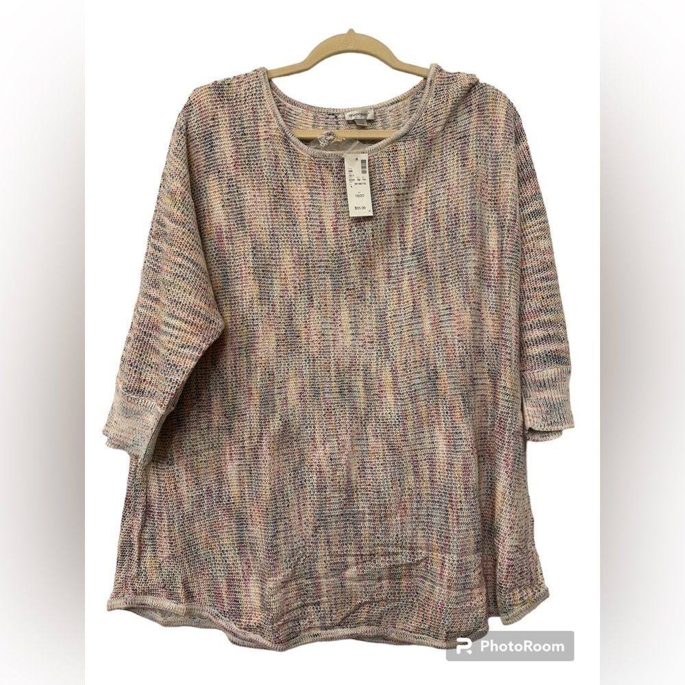 Avenue Space Dye Knit Sweater plus sz 18 20 Multi Color 3/4 Sleeve Straight Hem‎